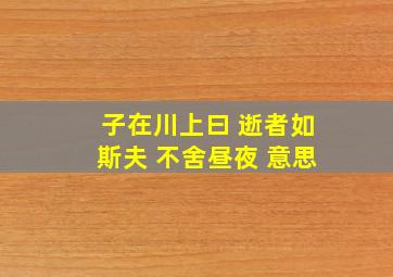 子在川上曰 逝者如斯夫 不舍昼夜 意思